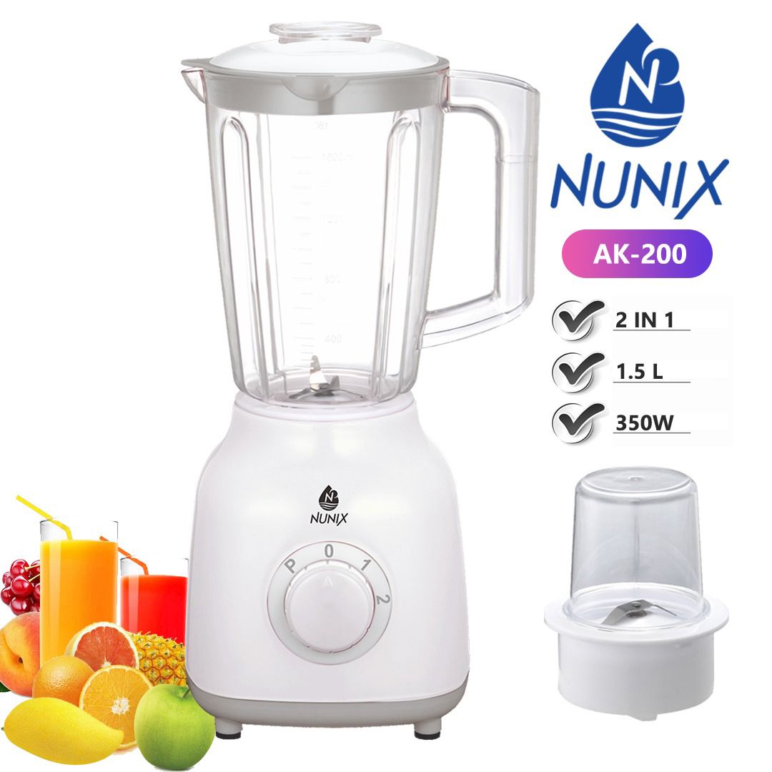 Nunix AK-200 2in1 1.5ltrs Blender with Grinding Machine White