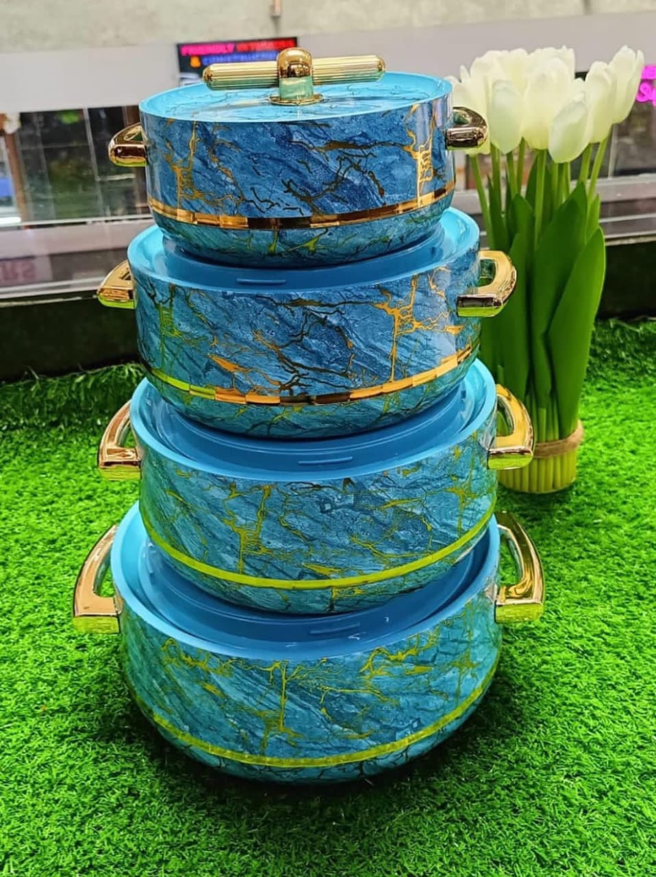 4pcs of Turkish Insulated Hotpots Food Warmer Hot Pot, Serving Dishes Serveware Set