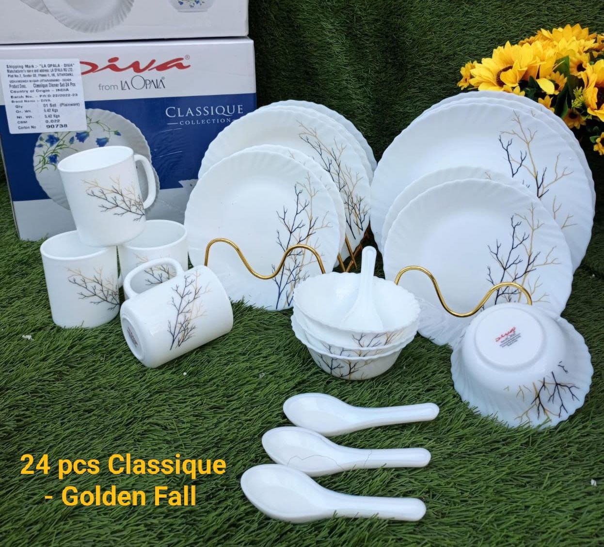 24 pcs of Diva Classique  round dinner set, Dinner Plates, Bowls, Cups and Side Plates