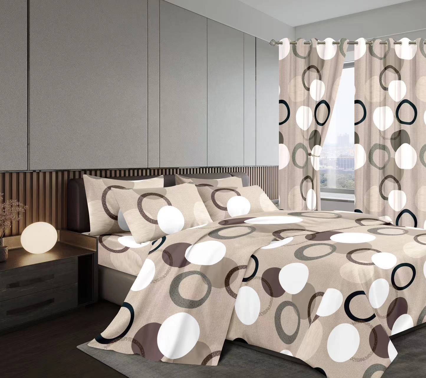 7pcs woolen Curtain duvet sets (1 Woolen Duvet, 2 Bedsheets, 2 Pillow Cases and 2 Matching curtain 1.5m each) Bedding Set