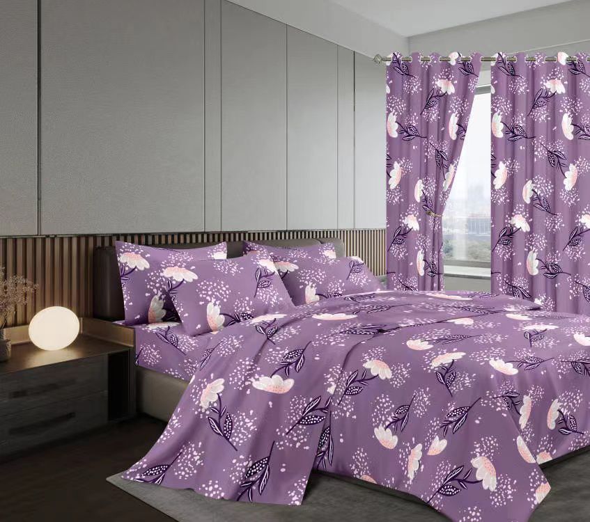 7pcs woolen Curtain duvet sets (1 Woolen Duvet, 2 Bedsheets, 2 Pillow Cases and 2 Matching curtain 1.5m each) Bedding Set