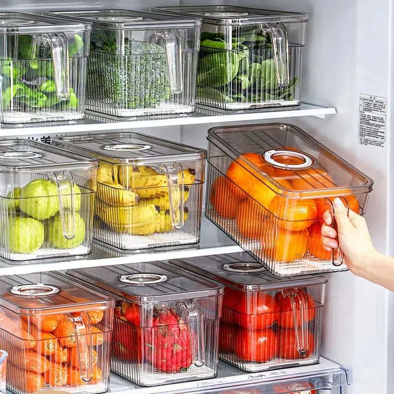 1pcs of Acrylic Fridge Organizer, Stackable Refrigerator Storage Bins with Lids, Food, Fruits or Vegetable Storage Containers
