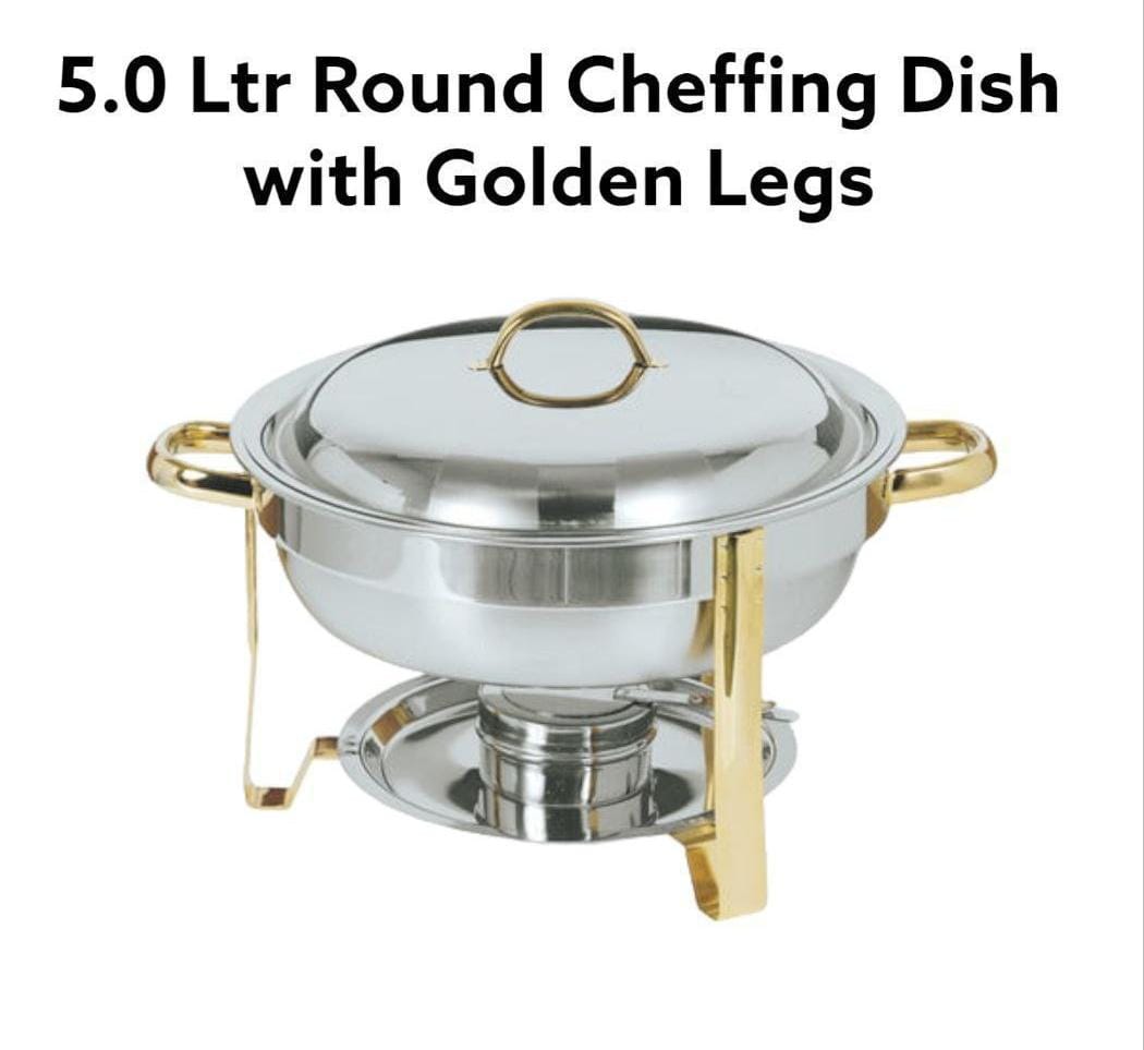 5.0 ltr Round Chaffing Dish with Golden Legs Food Warmer Serving Dishes