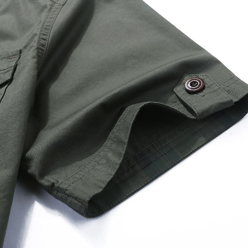 Plus Size Men's Shirt Summer Short Sleeve Cargo Shirts military Shirts Breathable Cool  Cotton  T-shirt