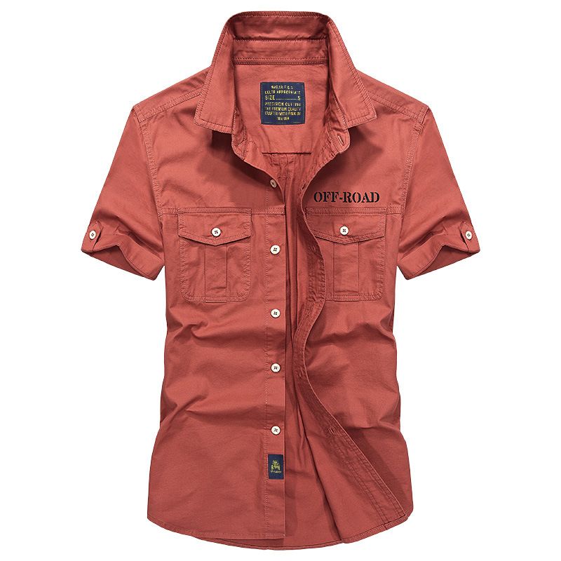 Men Military Stytle Multi Pockets Tooling Shirts New Summer Short Sleeve Shirts High Quality Men Cotton Casual Shirts T-Shirts