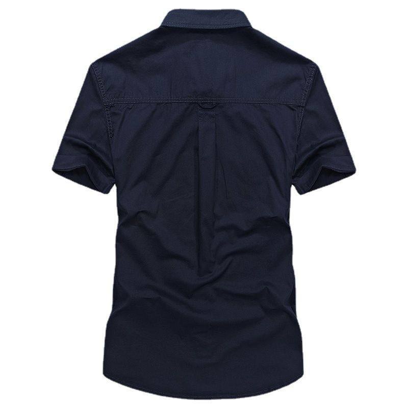 Men Military Stytle Multi Pockets Tooling Shirts New Summer Short Sleeve Shirts High Quality Men Cotton Casual Shirts T-Shirts