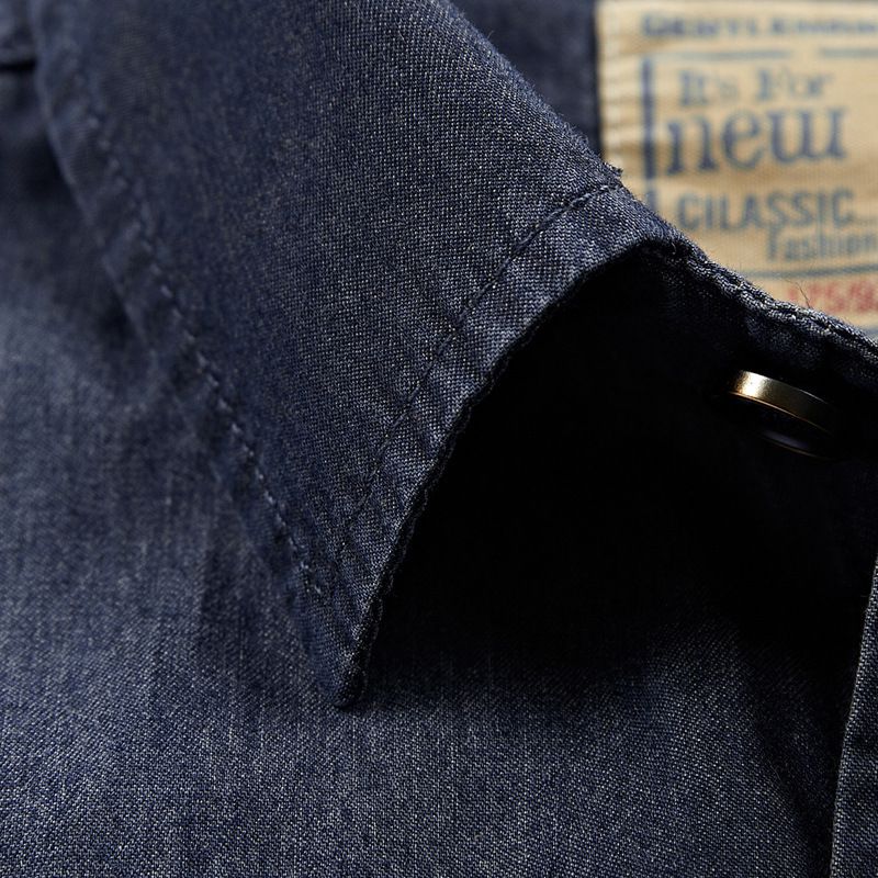 New Summer Youth Handsome Denim Short Sleeve Shirt Jeans Shirt Thin Large Men's Solid Color Simple Casual Versatile Shirt T-Shirts