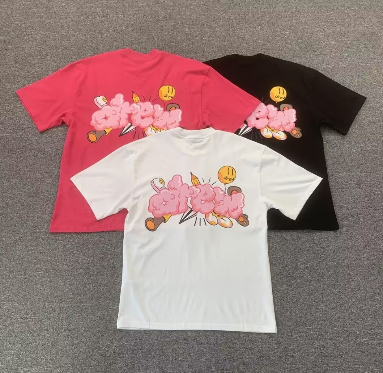 New Fashion Drew T-shirt Men Hip Hop Tops Smiling Face Trendy Brand T shirts High Street Loose Versatile Couple T-shirt Short Sleeve Shirt