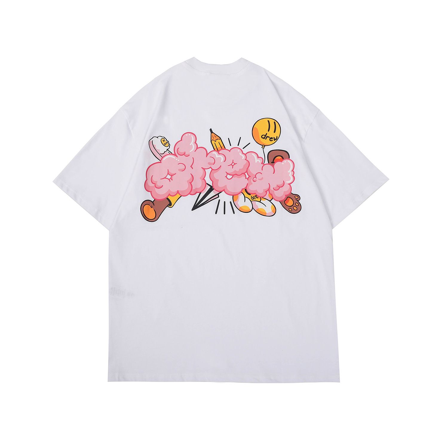 New Fashion Drew T-shirt Men Hip Hop Tops Smiling Face Trendy Brand T shirts High Street Loose Versatile Couple T-shirt Short Sleeve Shirt