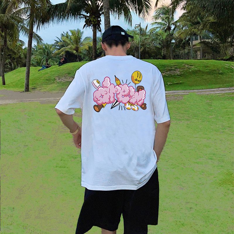 New Fashion Drew T-shirt Men Hip Hop Tops Smiling Face Trendy Brand T shirts High Street Loose Versatile Couple T-shirt Short Sleeve Shirt