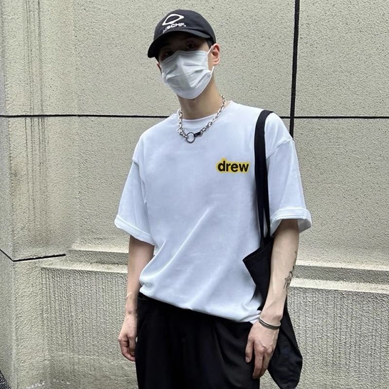 New Fashion Drew T-shirt Men Hip Hop Tops Smiling Face Trendy Brand T shirts High Street Loose Versatile Couple T-shirt Short Sleeve Shirt