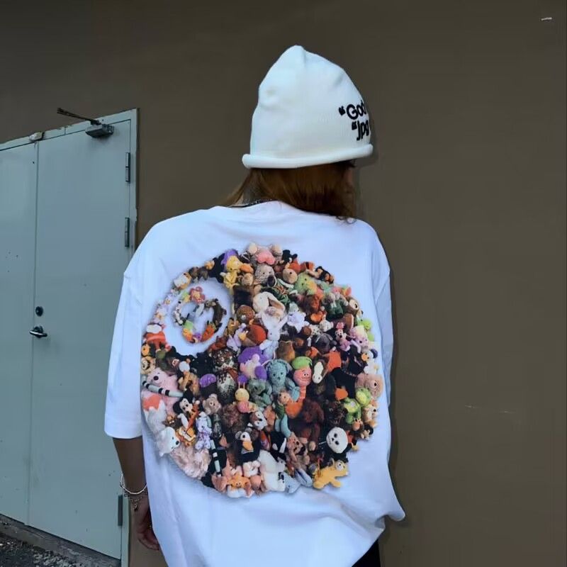 American Streetwear Men T-Shirt Harajuku Hip Hop Y2K Stussy Print Oversized Top Men and Women Round Neck Short Sleeve Top T-Shirts