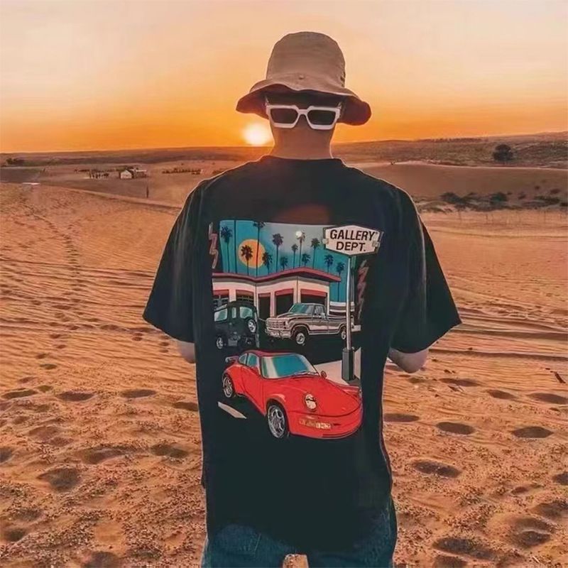 GALLERY DEPT FOG T Shirt Men High Street Short Sleeve T-shirts Hip Hop Shirt Men Tops Brand Shirt