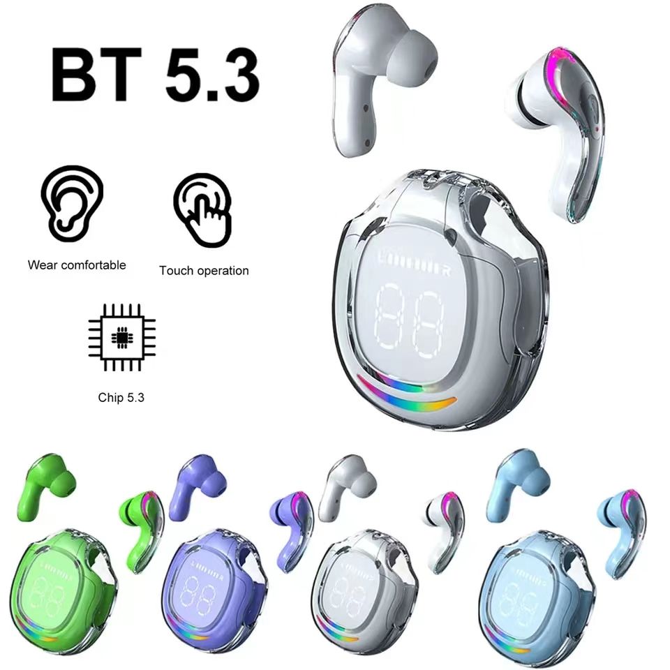 Air40 Wireless Bluetooth Earphones Transparent ENC Earbuds LED Power Digital Display Earpods Stereo Sound Earphones For Phones