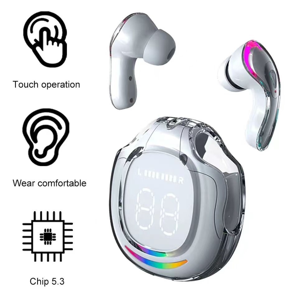 Air40 Wireless Bluetooth Earphones Transparent ENC Earbuds LED Power Digital Display Earpods Stereo Sound Earphones For Phones