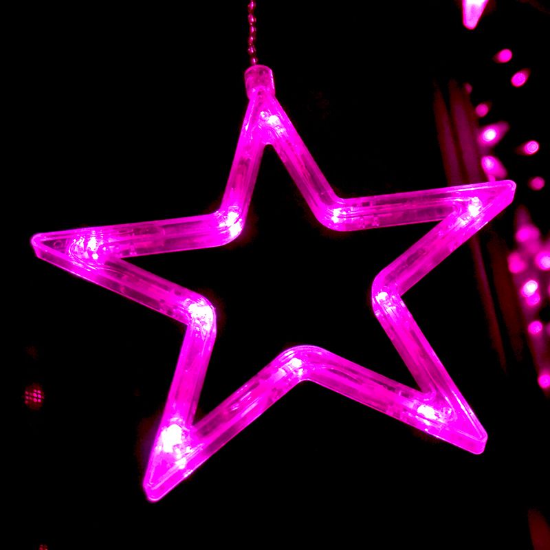Five-Pointed Star Icicle Curtain Lights with 12 Stars Total 138 pcs LED Waterproof Linkable Curtain String Lights for Christmas/Wedding/party Backdrop