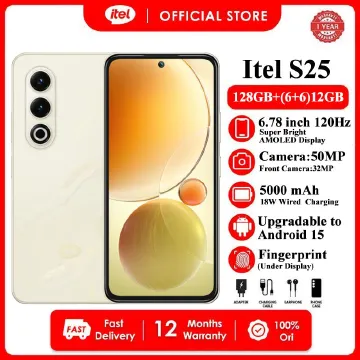 Itel S25 128GB+(6+6)GB RAM 6.78“FHD 120HZ  Display Phone Dual SIM 4G Network 50MP Camera Fingerprint Unlock 18W 5000 mAh Battery Android 14 Smart Phones Sahara Gleam