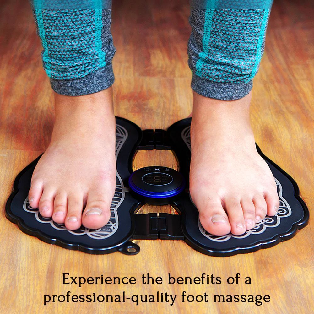 Wireless Foot Massager Leg Reshaping Feet Circulation Massage Mat, USB Rechargeable Folding Portable Electric Muscle Stimulator Pain Relief Health Care Tool