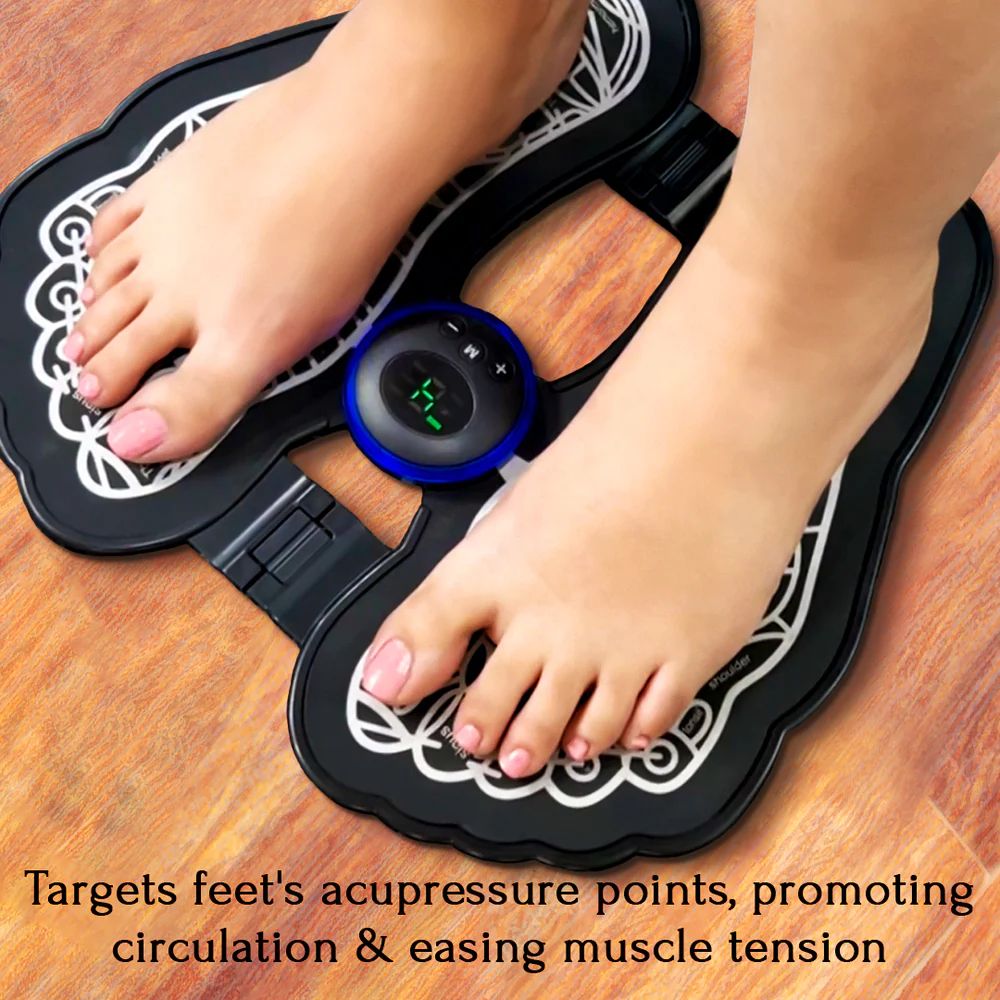 Wireless Foot Massager Leg Reshaping Feet Circulation Massage Mat, USB Rechargeable Folding Portable Electric Muscle Stimulator Pain Relief Health Care Tool