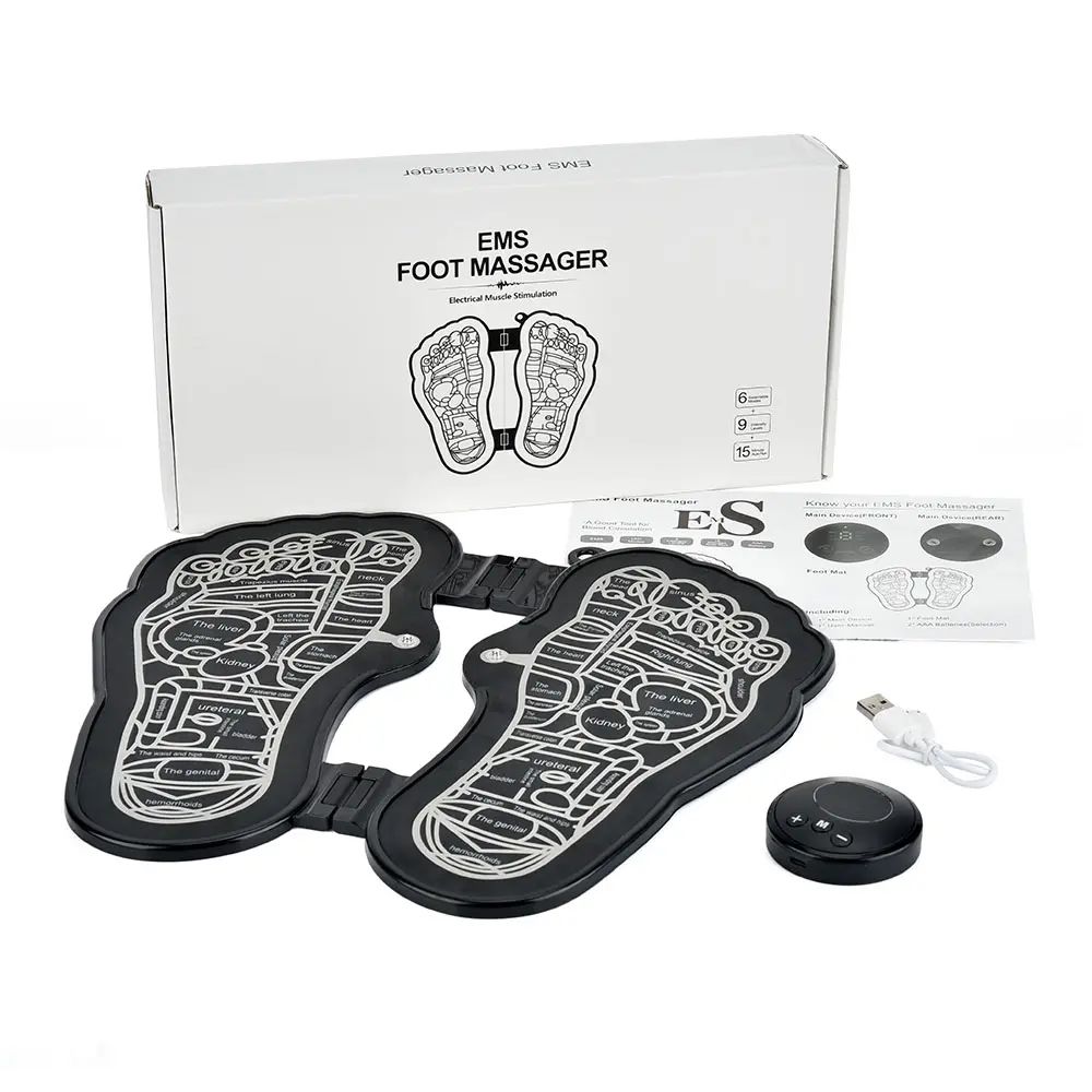 Wireless Foot Massager Leg Reshaping Feet Circulation Massage Mat, USB Rechargeable Folding Portable Electric Muscle Stimulator Pain Relief Health Care Tool