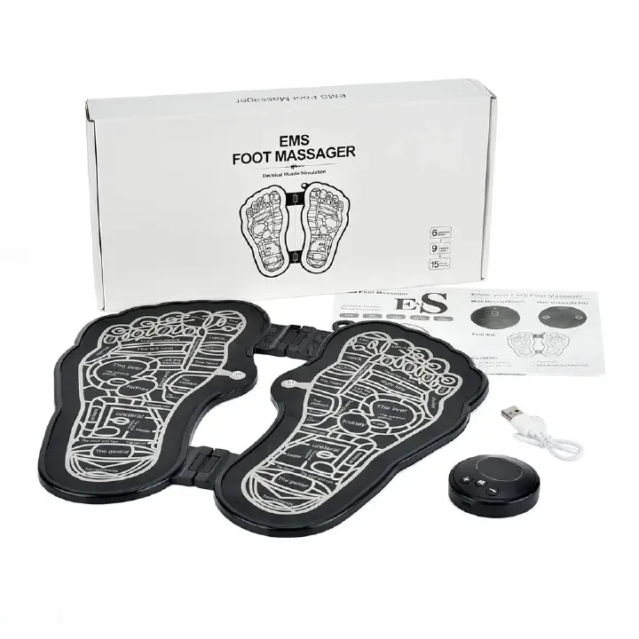 Wireless Foot Massager Leg Reshaping Feet Circulation Massage Mat, USB Rechargeable Folding Portable Electric Muscle Stimulator Pain Relief Health Care Tool