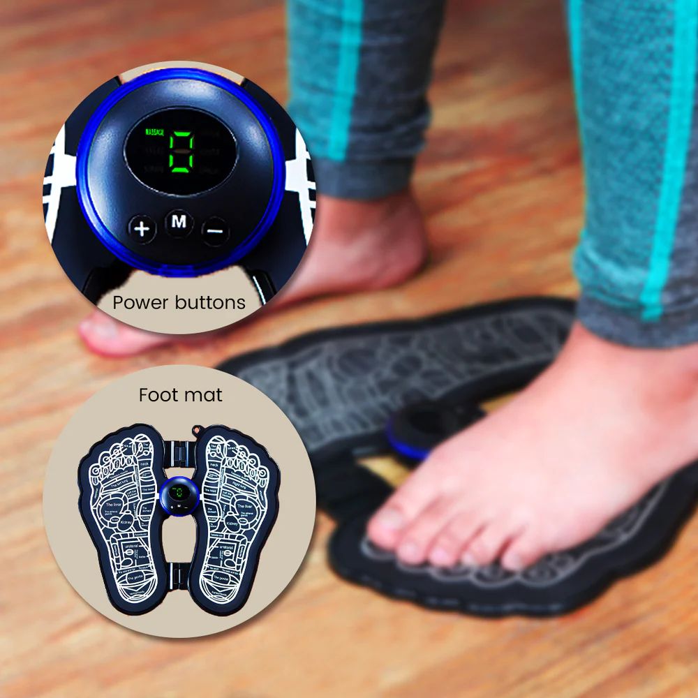 Wireless Foot Massager Leg Reshaping Feet Circulation Massage Mat, USB Rechargeable Folding Portable Electric Muscle Stimulator Pain Relief Health Care Tool