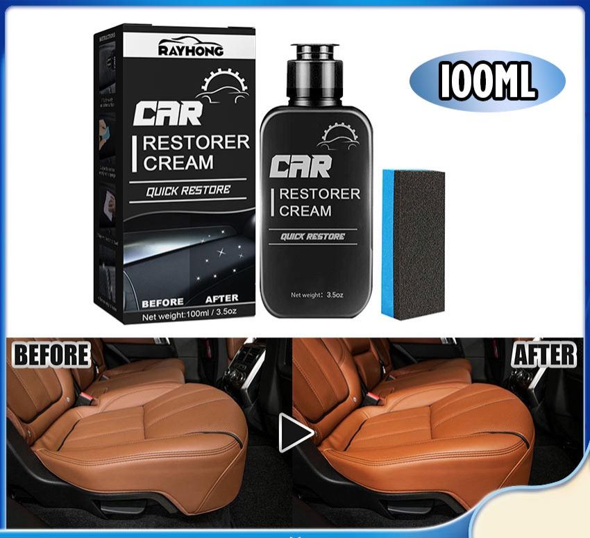 Car Leather & Plastic Restorer Cream Auto Cleaner Refurbishment Paste, Washable Refresh Aging Surface (100ml)