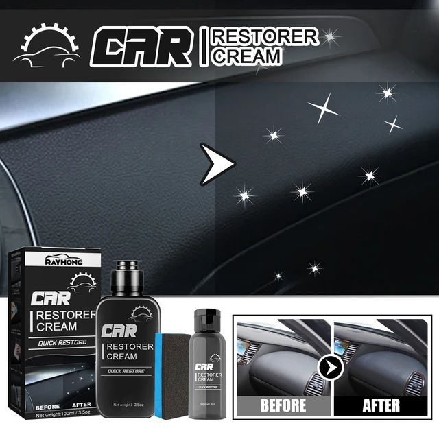 Car Leather & Plastic Restorer Cream Auto Cleaner Refurbishment Paste, Washable Refresh Aging Surface (100ml)