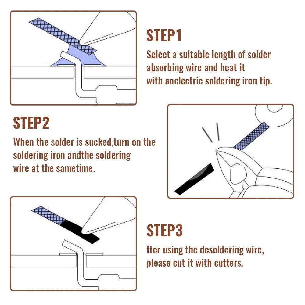 Professional Desoldering Wick Braid Tape Copper Welding Solder Remover 1/1.5/2.5/3/3.5/4mm Wire Soldering Wick Tin Lead Cord Flux BGA Repair Tool