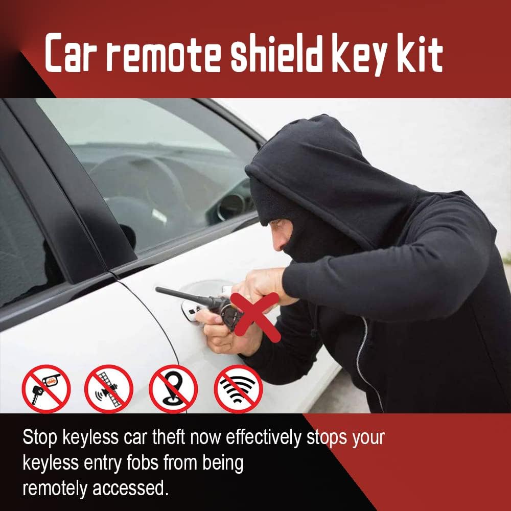 Faraday Pouch Key Fob Protector - Car Anti-Theft Protection Bag RFID Signal Blocking Carbon Fiber Cage Box Anti-Hacking Case Remote Entry Blocker Smart Fob Protection Security