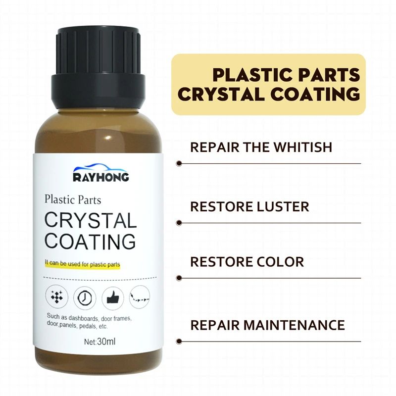 Rayhong Crystal Coating Plastic Car Trim Restorer Refresher Retreading Agent Maintenance Wax Renewed Interior Parts Accessories 30ml