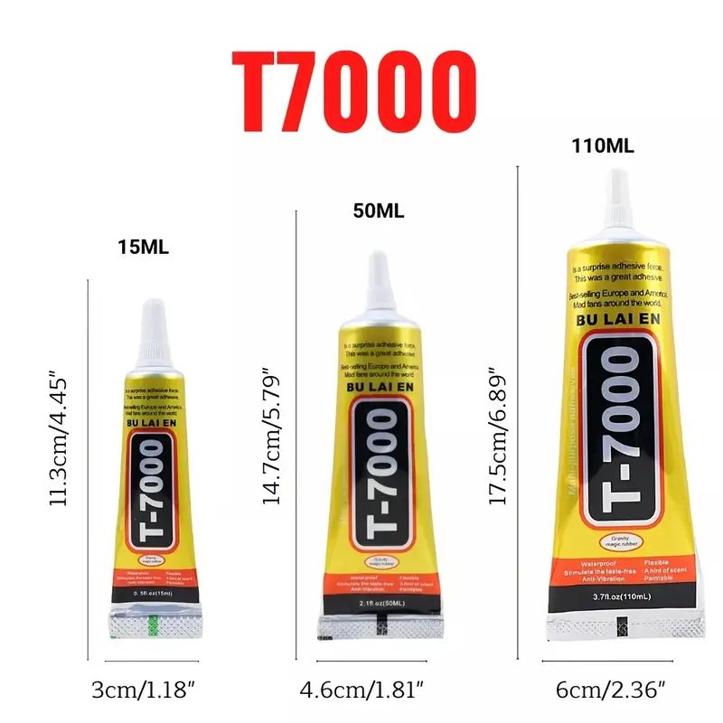 15ML 50ML 110ML Bulaien T7000 Black Contact DIY Glue Repair Adhesive With Precision Applicator Tip Soft Mobile Phone Repair Glue Border Back Cover LCD Screen Adhesive Frame Cracked Sealing