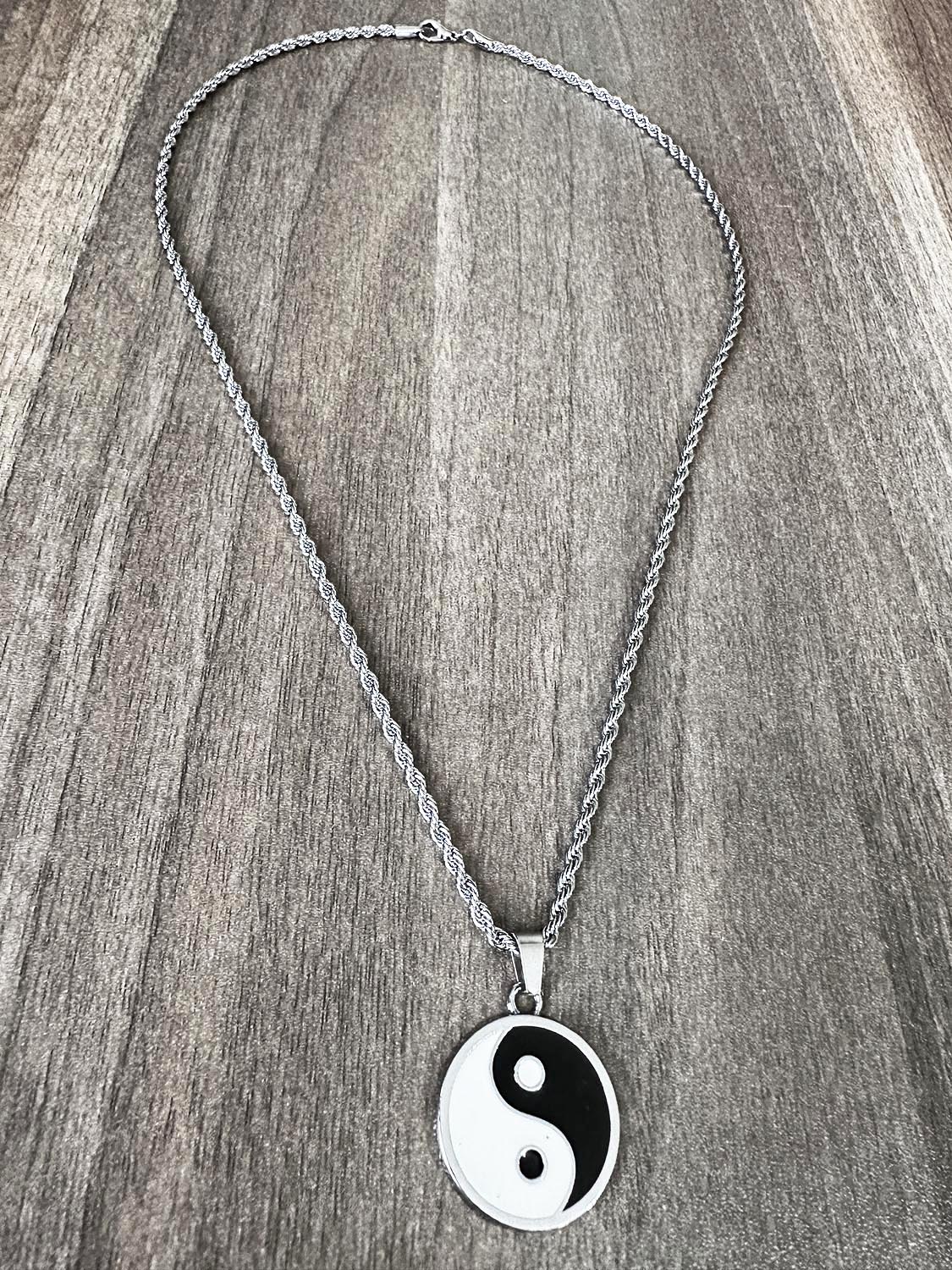 Yin Yang Tai Chi Pendant Necklace Vintage Men's Silver Unisex Necklace- Chinese Style  -Male Punk Hip Hop Jewelry Accessories
