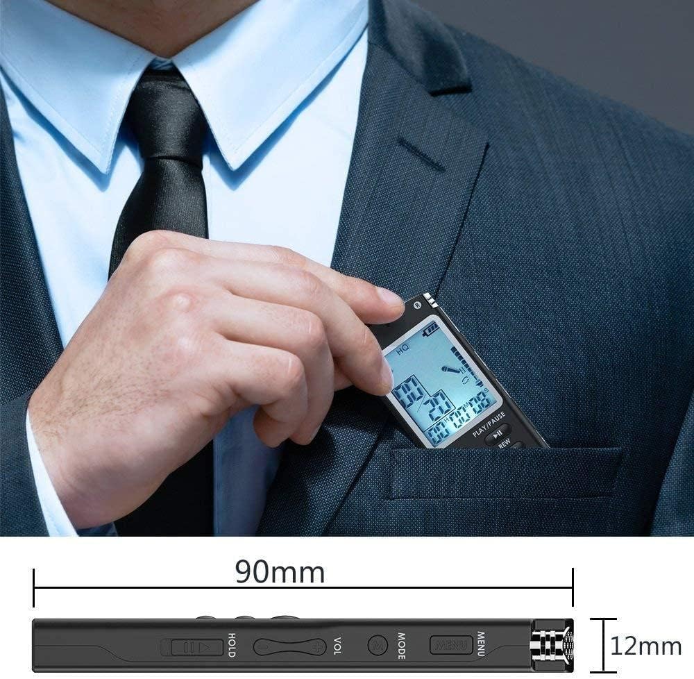 32GB,16GB,8GB Professional Digital Audio Voice Recorder with Real Time Display A Key Lock Screen Telephone Recording MP3 Player 1536Kbps for Conversations, Lectures, Meetings, Interviews