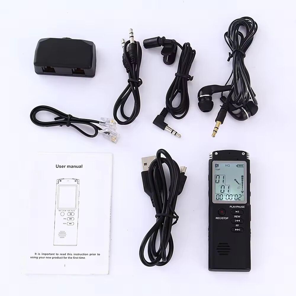 32GB,16GB,8GB Professional Digital Audio Voice Recorder with Real Time Display A Key Lock Screen Telephone Recording MP3 Player 1536Kbps for Conversations, Lectures, Meetings, Interviews