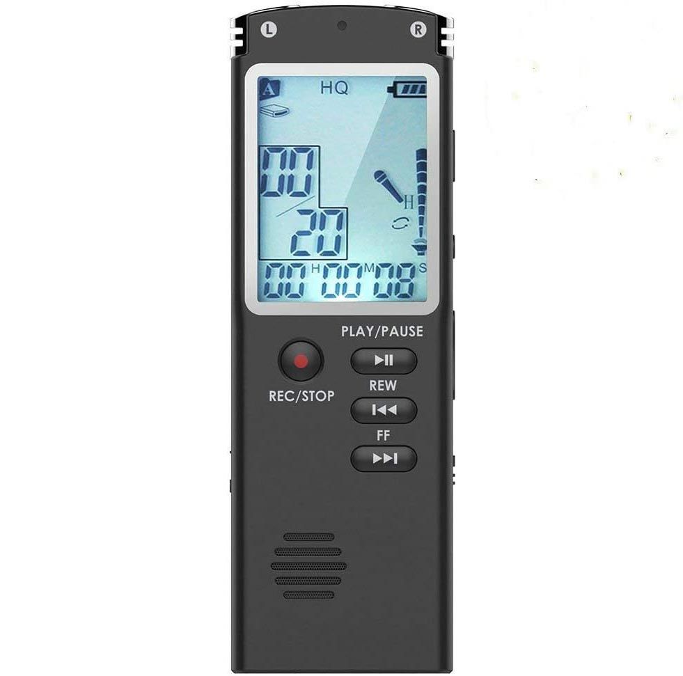 32GB,16GB,8GB Professional Digital Audio Voice Recorder with Real Time Display A Key Lock Screen Telephone Recording MP3 Player 1536Kbps for Conversations, Lectures, Meetings, Interviews