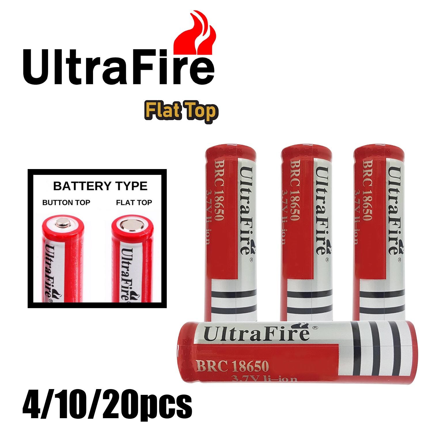 (Wholesale) UltraFire Flat Top 3.7V li-ion 18650 Rechargeable BRC Lithium Battery Batteries
