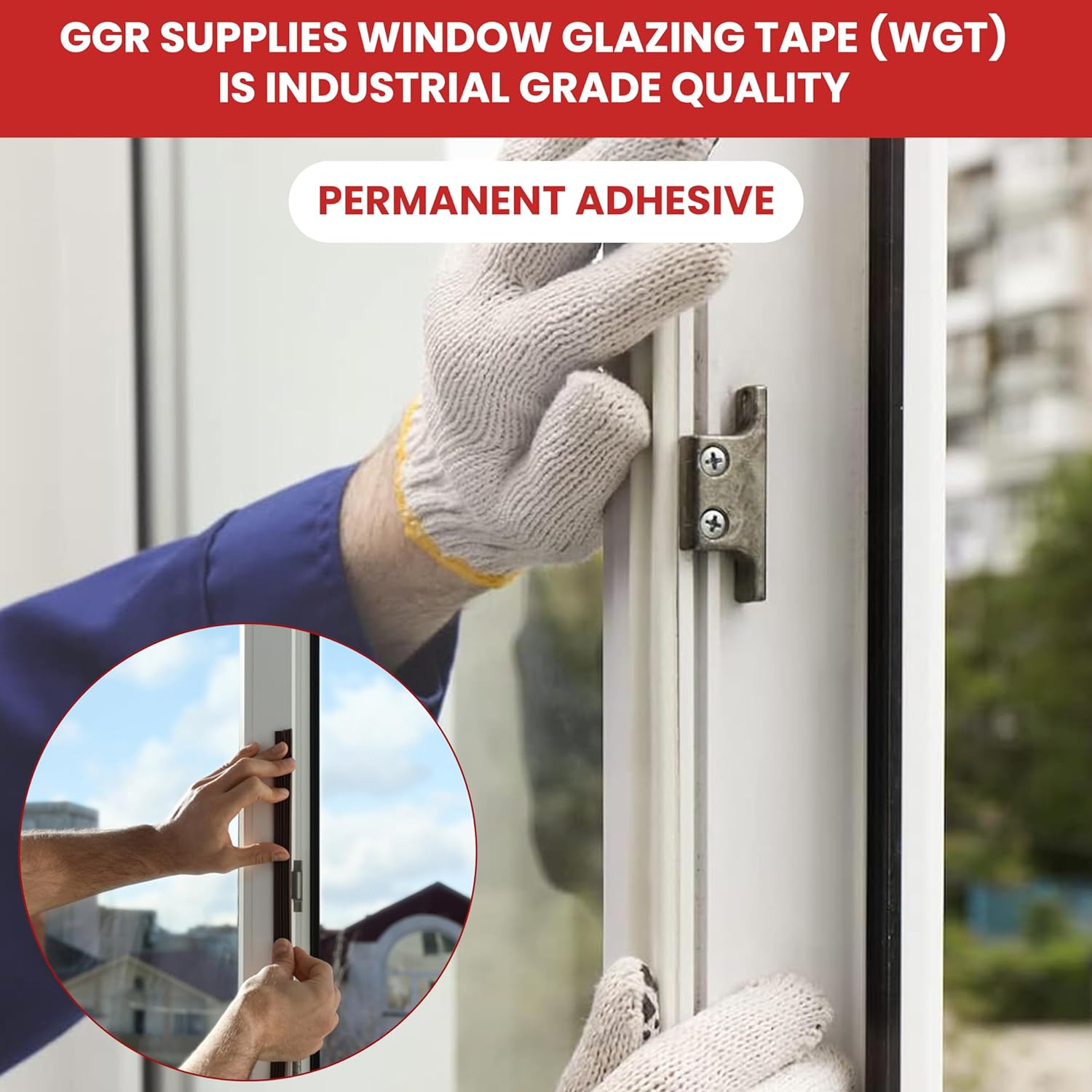 50M  Window Glazing Tape Double Sided Coated Foam Mounting White Coated Weather Resistant: Glass Bonding, Panel Installation, Gap Filling, Insulated Casements WGT