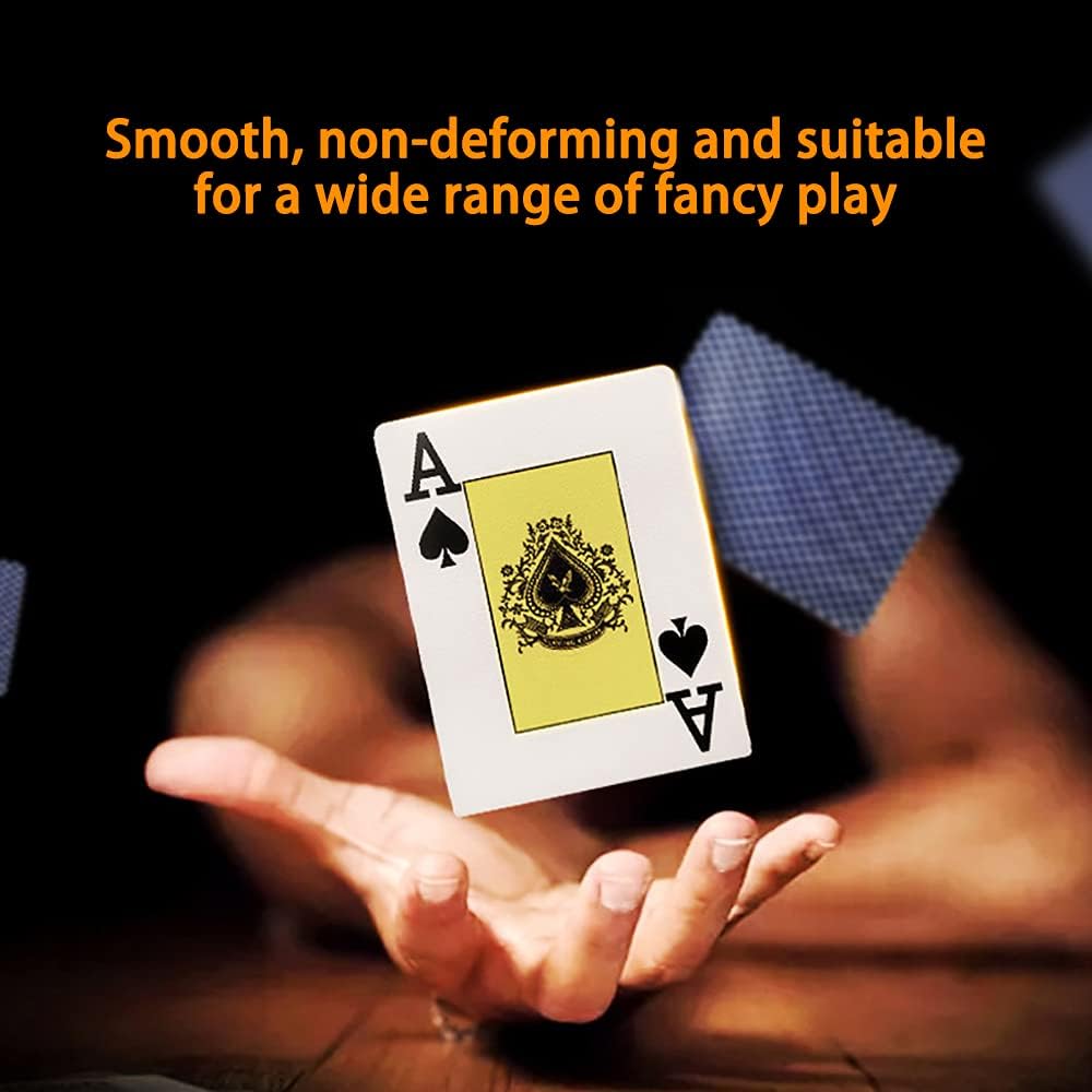 1 Deck of BLUE Professional Poker Cards, Casino Grade, Waterproof 100% Plastic Standard Playing Cards, Jumbo Index Poker Size for Texas Hold'em, Blackjack Premium Quality