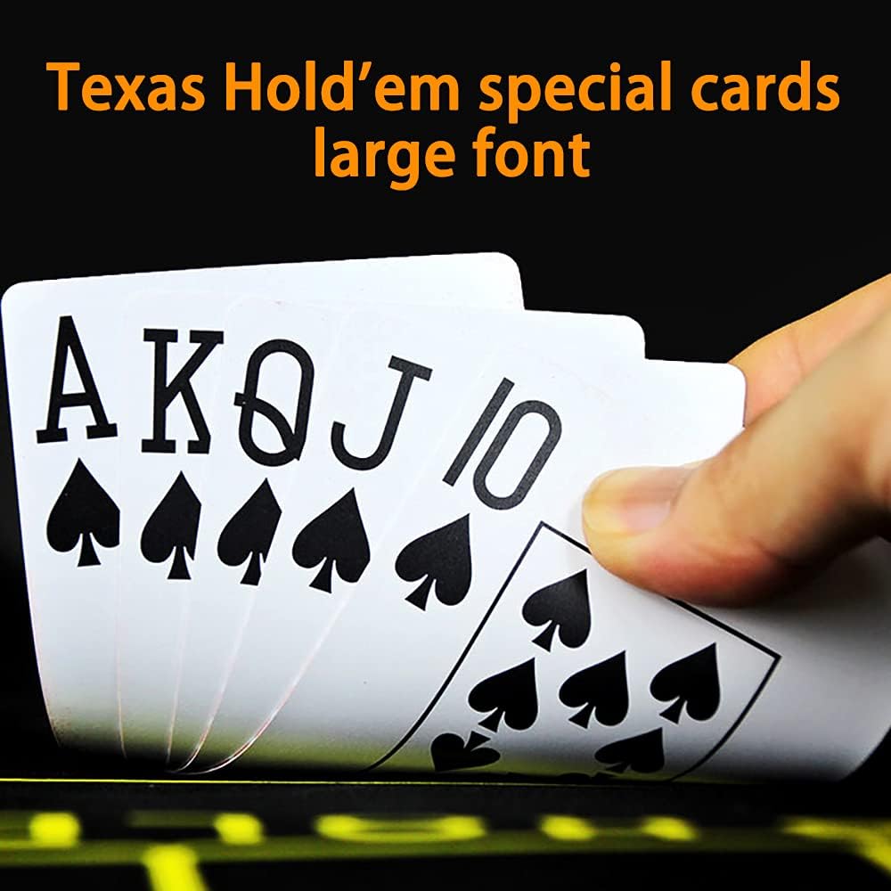 1 Deck of BLUE Professional Poker Cards, Casino Grade, Waterproof 100% Plastic Standard Playing Cards, Jumbo Index Poker Size for Texas Hold'em, Blackjack Premium Quality