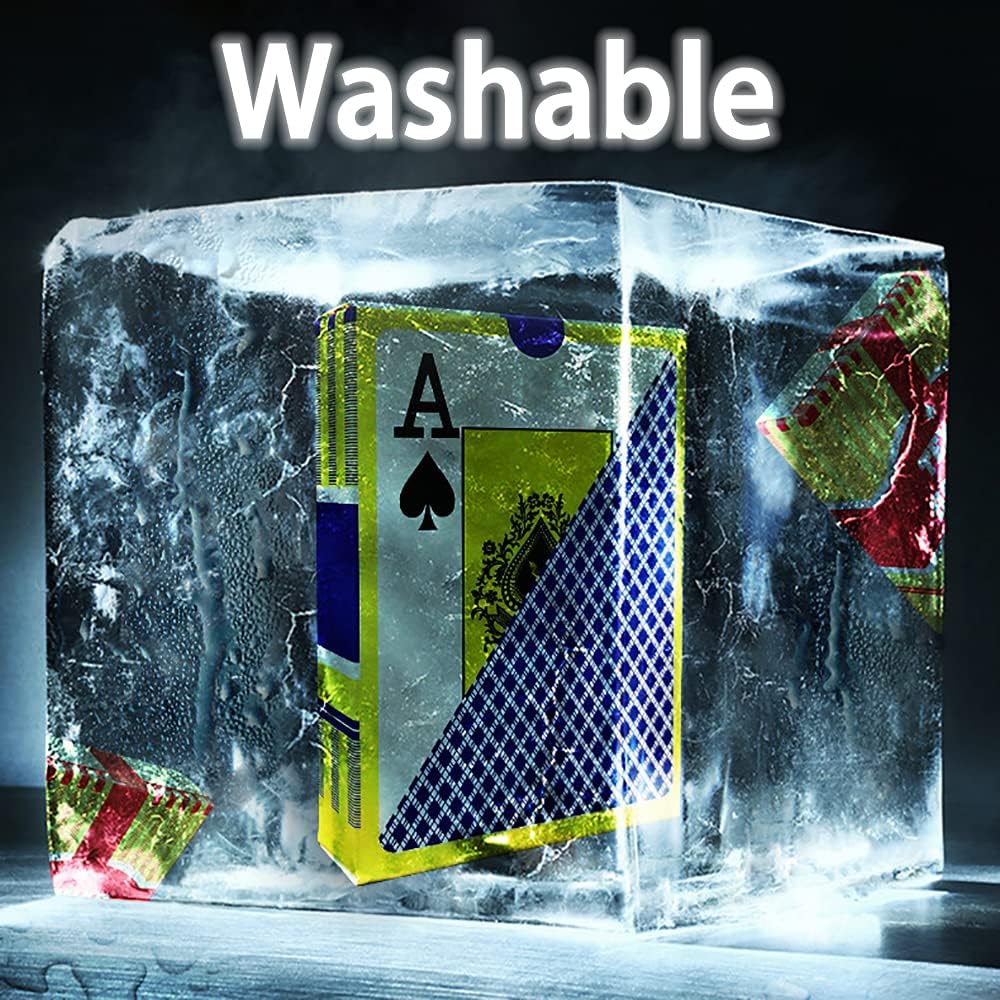 1 Deck of BLUE Professional Poker Cards, Casino Grade, Waterproof 100% Plastic Standard Playing Cards, Jumbo Index Poker Size for Texas Hold'em, Blackjack Premium Quality