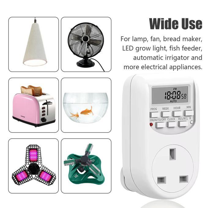 Electronic Digital Timer Automatic Switch Socket, Best Mobile Charging, Lightning Control, Laptop Charging Programmable Electrical ON OFF Socket Power Saver Device For Home Watt Meter Plug Electricity