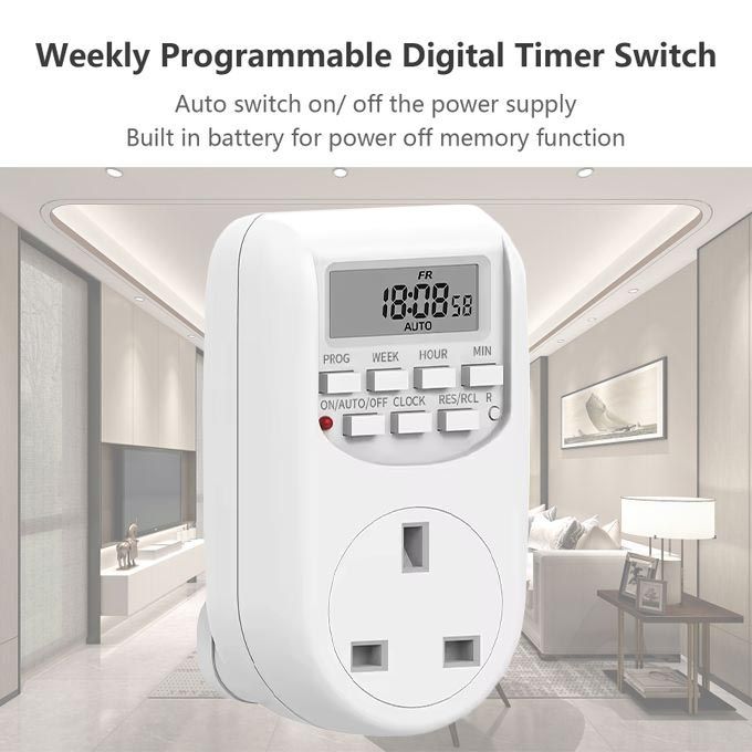 Electronic Digital Timer Automatic Switch Socket, Best Mobile Charging, Lightning Control, Laptop Charging Programmable Electrical ON OFF Socket Power Saver Device For Home Watt Meter Plug Electricity