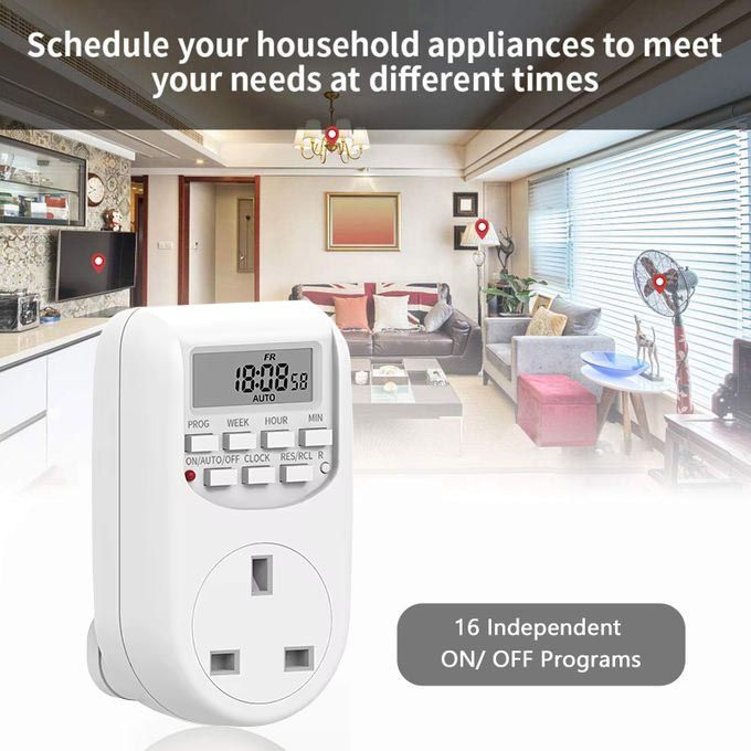 Electronic Digital Timer Automatic Switch Socket, Best Mobile Charging, Lightning Control, Laptop Charging Programmable Electrical ON OFF Socket Power Saver Device For Home Watt Meter Plug Electricity