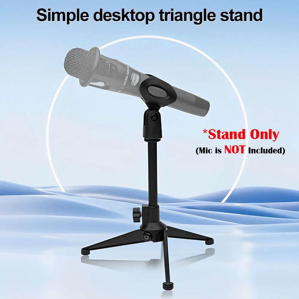 Vlogging Table Mini Microphone Stand Desktop Tripod Portable Adjustable Mic Clip Holder Bracket Lightweight