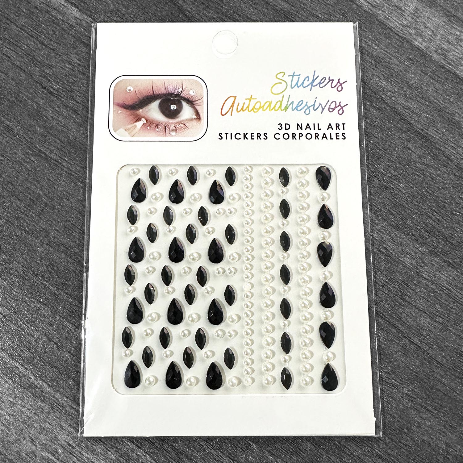 Multi Size Drop Shape + Faux Pearl Face Decoration Jewelry Sticker DIY Diamond-Shape Eyeshadow Body Makeup Self-adhesive Gemstone Nail Art