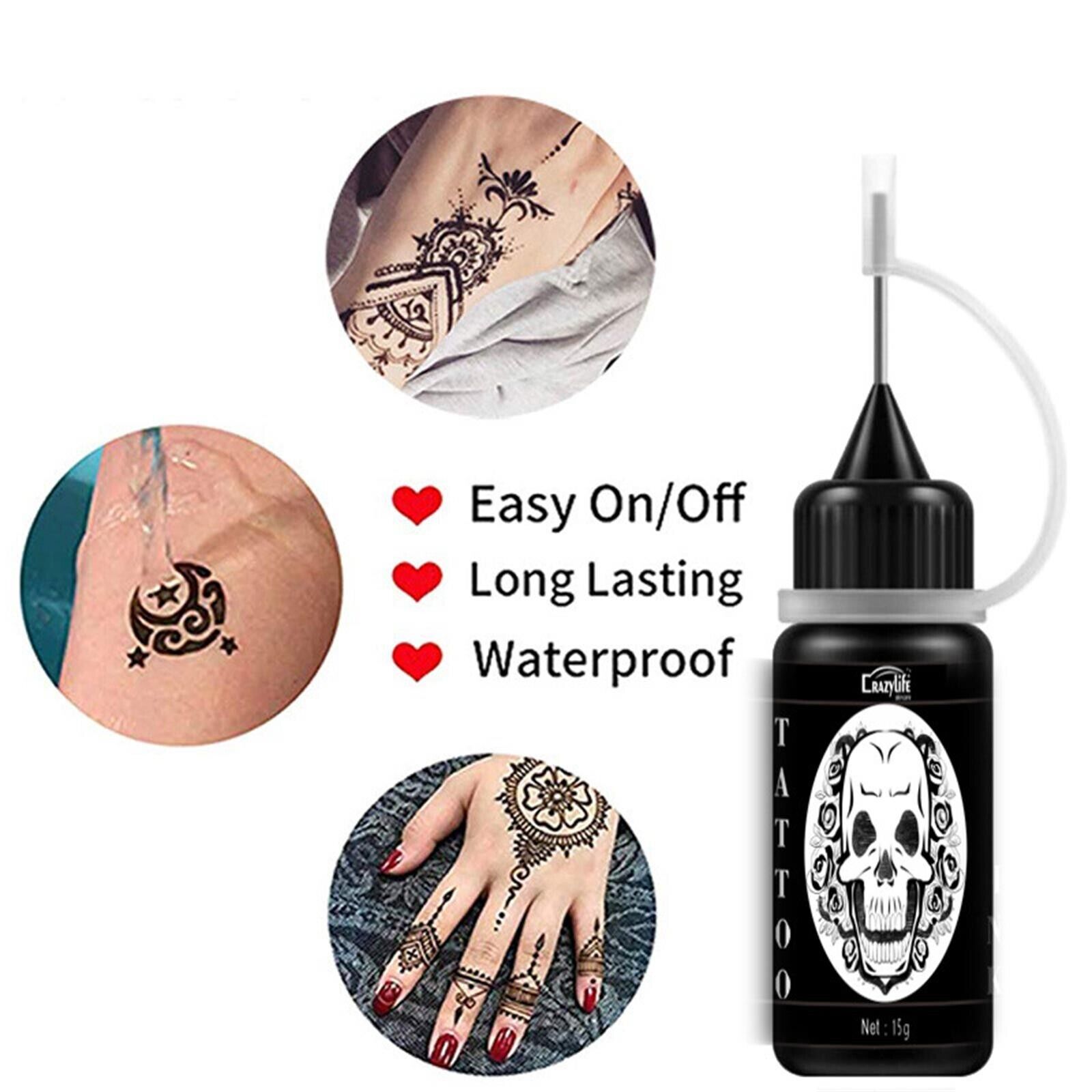 6pcs Temporary Tattoo Kit Freehand Ink Henna Semi Permanent Tattoo Gel Free Tattoo Bee Wax DIY Set