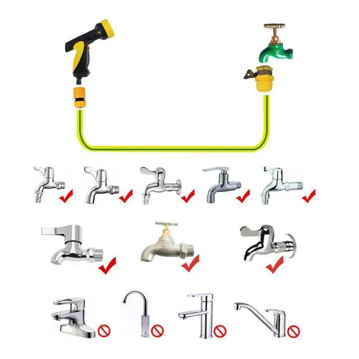 Tap to Hose Pipe Water Connector 1/2 or 3/4 inch Universal Faucet Coupling Quick Joiner Garden Universal Adjustment Fitting
