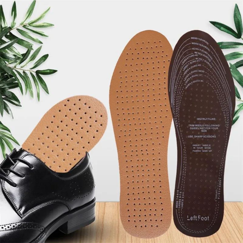 2Pcs High Quality Faux Leather Insoles Breathable For Flat Foot Foam Inner Soles Soals For Men, Women & Kids Official Shoes Arch Support