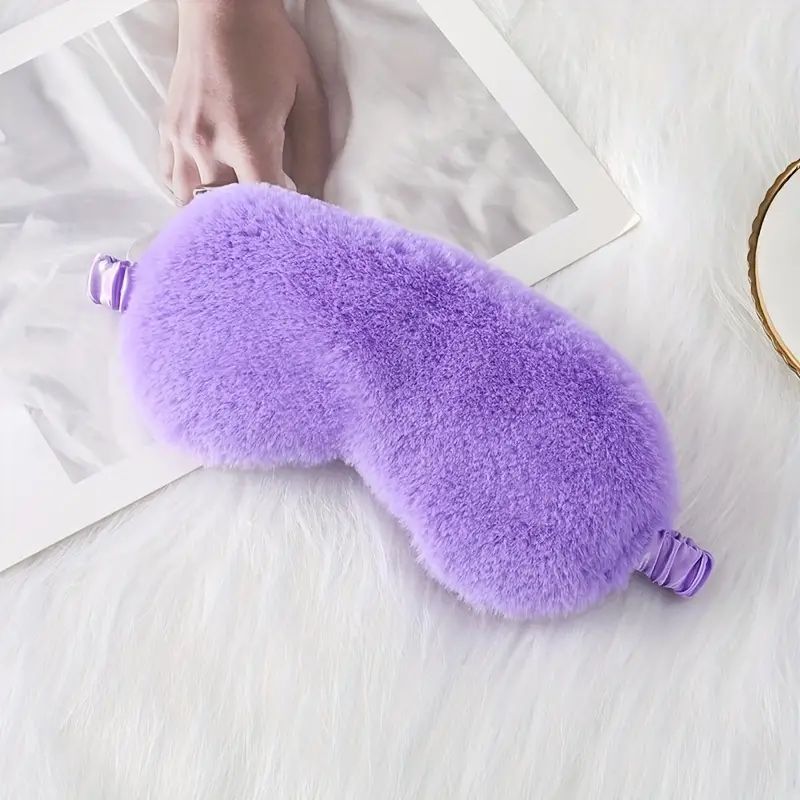 Soft Smooth Plush Satin Nap Eye Cover Sleeping Blindfold Cute Plush Sleep EyeMask, Breathable, Blackout Comfortable Faux Fur Mask, The Best Sleep Tools